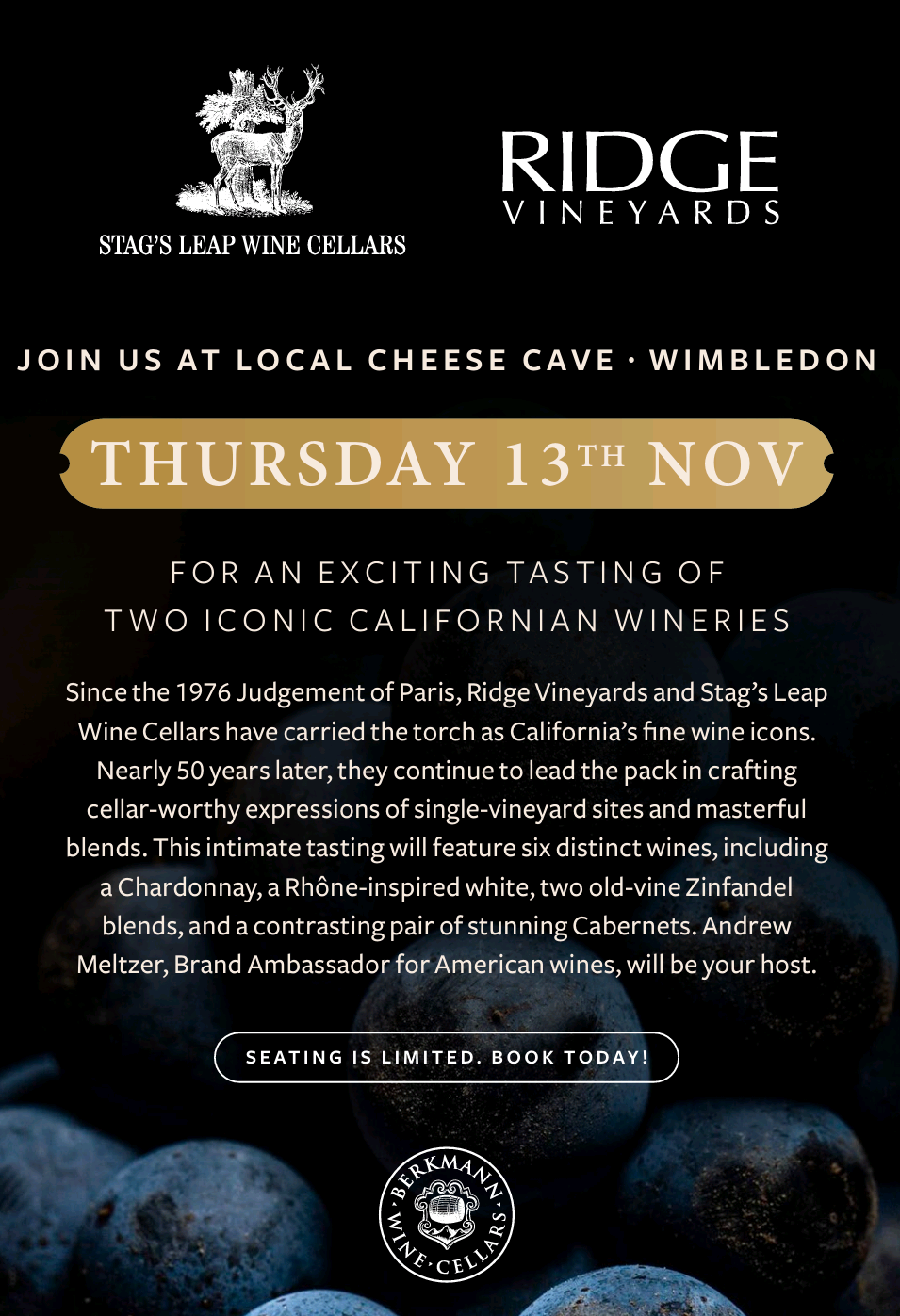 Fine Californian Wine Pairings and Tasting