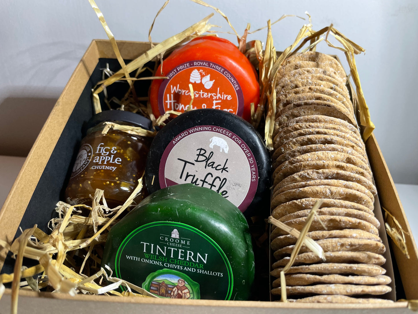 A wonderful gift hamper of cheese!